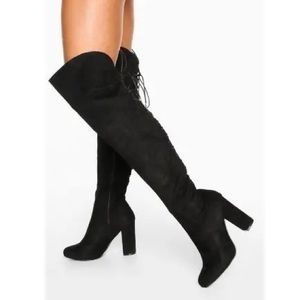 BOOHOO Suede Thigh High Boots